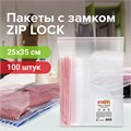 Пакеты с замком ZIP-LOCK "зиплок", комплект 100 шт., 250х350 мм, ПВД, толщина 35 мкм, STAFF, 608169 608169