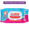 Салфетки влажные 120 шт., АНТИБАКТЕРИАЛЬНЫЕ, с пластиковым клапаном, LAIMA "Antibacterial", 112497 112497