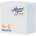 Салфетки бумажные, 100 шт., 24х24 см, МЯГКИЙ ЗНАК, белые, 100% целлюлоза, C4 127953