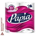 Бумага туалетная бытовая, спайка 4 шт., 3-слойная (4 х 16,8 м), PAPIA, белая, 5080720 112047