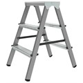 Стремянка стальная двухсторонняя 2х3 ступени, высота площадки 0,66м, алюминиевая площадка 35х16см, до 150кг, вес 4,2кг НОВАЯ ВЫСОТА, 1160203 609087
