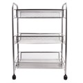 Этажерка (тележка) BRABIX офисно-бытовая 3 яруса, на колесах, металл, серебристая, 43,5х26х62,5 см, 603752 603752