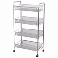 Этажерка (тележка) BRABIX офисно-бытовая 4 яруса, на колесах, металл, серебристая, 43,5х26х83,5 см, 603754 603754