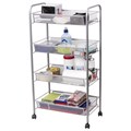 Этажерка (тележка) BRABIX офисно-бытовая 4 яруса, на колесах, металл, серебристая, 43,5х26х83,5 см, 603754 603754