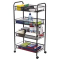 Этажерка (тележка) BRABIX офисно-бытовая 4 яруса, на колесах, металл, черная, 43,5х26х83,5 см, 603753 603753