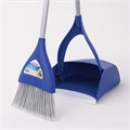 Совок для мусора + щетка, складной, металлические рукоятки 66 см, резиновая кромка, синий, LAIMA, 601474 601474