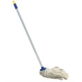 Швабра с веревочной насадкой, черенок 120 см, еврорезьба, 165 г (хлопок), ворс 26 см, LAIMA, 601470 601470