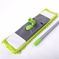 Швабра с флаундером 40 см, черенок 110 см евро, насадка МОП микрофибра СИНЕЛЬ, индивидуальная упаковка пакет, ЛЮБАША, 606313 606313