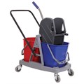 Тележка уборочная BRABIX, 2 съемных ведра 17 л, механический отжим, пластиковый каркас, 606660 606660