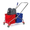 Тележка уборочная BRABIX, 2 съемных ведра 25 л, механический отжим, металлический каркас, 601499 601499