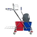 Тележка уборочная BRABIX, 2-съемных ведра по 15 л, отжим, корзина, держатель для мусорного мешка с поддерживающей платформой, 601500 601500