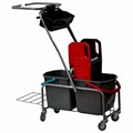 Тележка уборочная Eco-Force, 2 ведра по 25 л, отжим, лоток для химии, держатель для мешка, металлический каркас, бесшумные колеса, 22EF/6 609749