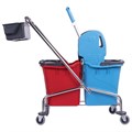 Тележка уборочная, 2 съемных ведра по 25 л, механический отжим, корзина, BRABIX, Турция, 607903 607903