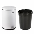Ведро мусорное с педалью 12 литров "Classic", БЕЛОЕ ГЛЯНЦЕВОЕ, металлическое, со съемным внутренним ведром, LAIMA, 604948 604948
