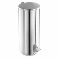 Ведро мусорное с педалью 30 литров, УСИЛЕННОЕ, кольцо под мешок, хром, нержавеющая сталь, ТИТАН 607728