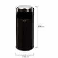 Урна с пепельницей 27 литров, 600х250 мм, нержавеющая сталь, черная, LAIMA PROFESSIONAL, 606300 606300
