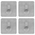 Крючки самоклеящиеся универсальные 4,5x4,5 см, КОМПЛЕКТ 4 шт., сталь, серебристые, LAIMA Home, 608785 608785