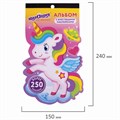 Альбом со сверкающими наклейками "Единороги", 4 листа, более 250 шт., склейка, ЮНЛАНДИЯ, 662698 662698