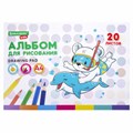 Альбом для рисования А4 20 л., скоба, обложка картон, BRAUBERG KIDS, 203х288 мм, "Зверушки", 106691 106691