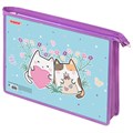 Папка для тетрадей ПИФАГОР А4, 1 отделение, картон/пластик, на молнии, "Cat friends", 272127 272127