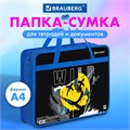 Папка на молнии с ручками BRAUBERG А4, 1 отделение, пластик, 80 мм, "Wild face", 272166 272166