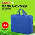 Папка на молнии с ручками STAFF EVERYDAY, А4, ширина 80 мм, полиэстер, синяя, 270740 270740