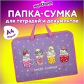 Папка на молнии с ручками ЮНЛАНДИЯ А4, 1 отделение, пластик, ширина 45 мм, "Sweet", 270947 270947