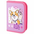 Пенал ПИФАГОР, 1 отделение, полиэстер, 19х13 см, "Fluffy akita", 272284 272284