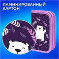 Пенал ПИФАГОР, 2 отделения, ламинированный картон, 19х11 см, "Happy bear", 272246 272246