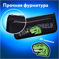 Пенал мягкий ЮНЛАНДИЯ, 2 отделения, полиэстер, "Dino doom", черный, 21х9х6 см, 271574 271574