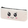 Пенал ЮНЛАНДИЯ, 1 отделение, плюш, "Smiley face", белый, 22х8x3 см, 272269 272269