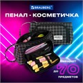 Пенал-косметичка BRAUBERG с ручкой, 1 откидная планка, полиэстер, 22x10х8 см, "Checkered black", 271559 271559