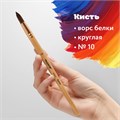 Кисть ПИФАГОР, БЕЛКА, круглая, № 10, деревянная лакированная ручка, с колпачком, пакет с подвесом, 200824 200824