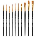 Кисти синтетика BRAUBERG, НАБОР 10 шт., черные (Круглые; Овальные; Плоские; Лайнеры), 201028 201028