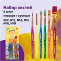 Кисти ЮНЛАНДИЯ, набор 6 шт. (СИНТЕТИКА: круглые № 2, 3; плоские № 4, 5, 6, 8), блистер с европодвесом, 200890 200890