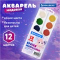 Краски акварельные BRAUBERG 12 цветов "Аниме", медовые, круглые кюветы, 192552 192552