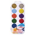 Краски акварельные ЮНЛАНДИЯ "ЮНЫЙ ВОЛШЕБНИК", медовые, 10+2 цвета (золото+серебро), круглые кюветы, пластик, 192360 192360