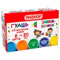 Гуашь ПИФАГОР "ЭНИКИ-БЕНИКИ NEW", 6 цветов по 20 мл, 192525 192525