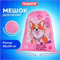 Мешок для обуви ПИФАГОР, 1 отделение, 42х34 см, "Fluffy akita", 272385 272385