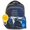 Ранец BRAUBERG QUADRO, 3 отделения, с брелоком, "Sport car", LED-ЛАМПОЧКИ, 37х28х18 см, 271359 271359