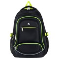 Рюкзак BRAUBERG HIGH SCHOOL универсальный, 3 отделения, "Акцент", черный/салатовый, 46х31х18 см, 270761 270761
