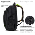 Рюкзак BRAUBERG TITANIUM универсальный, 3 отделения, черный, салатовые вставки, 45х28х18 см, 270766 270766