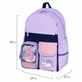 Рюкзак BRAUBERG PASTEL с термонашивками в комплекте, "Lazy cat", сиреневый, 40х29х14 см, 271422 271422