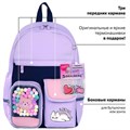 Рюкзак BRAUBERG PASTEL с термонашивками в комплекте, "Lazy cat", сиреневый, 40х29х14 см, 271422 271422