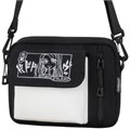 Сумка на плечо HEIKKI SELFIE (ХЕЙКИ) два кармана, черная/белая с принтом, 17х22х6 см, 272635 272635