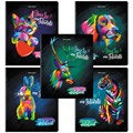 Тетрадь А5, 48 л., BRAUBERG, скоба, клетка, матовая ламинация, выборочный лак, "Animals Pop-Art" (микс в спайке), 404374 404374
