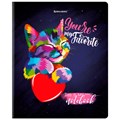 Тетрадь А5, 48 л., BRAUBERG, скоба, клетка, матовая ламинация, выборочный лак, "Animals Pop-Art" (микс в спайке), 404374 404374