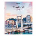 Тетрадь А5, 96 л. BRAUBERG, скоба, линия, обложка картон, "Traveling" (микс в спайке), 404439 404439