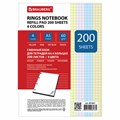 Сменный блок для тетради на кольцах, А5, 200 л., BRAUBERG, 4 цвета по 50 листов, 401661 401661