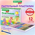 Пластилин классический пастельные цвета BRAUBERG KIDS, 12 цветов, 180 грамм, стек, 106681 106681
